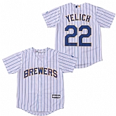 Youth Brewers 22 Christian Yelich White Cool Base Jersey,baseball caps,new era cap wholesale,wholesale hats